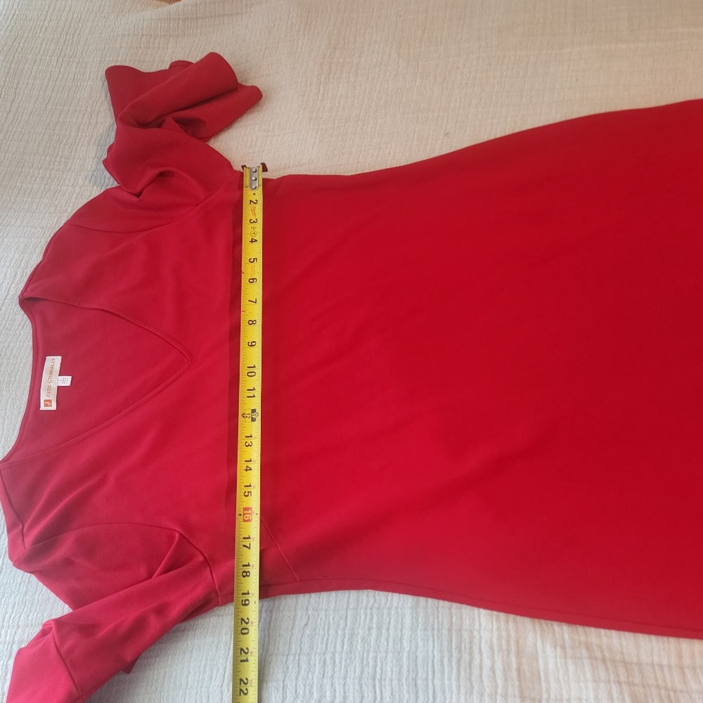 Jude Connally Red V-Neck Dress with Bell Sleeves - Picture 7 of 10
